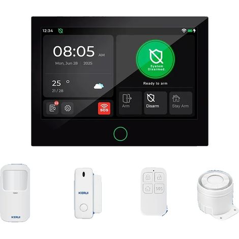 Kit sistema di allarme, touchscreen da 7 pollici, compatibilità con app smart, kit allarme 2, spina europea (1/2)
