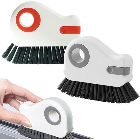 2 PCS Rainure Nettoyage Brosse Fenêtre Brosses, Brosse de Nettoyage Rainure Fenetre Vitres, 2 en 1 Multifonction Rainure Rail Rapide Nettoyage Outil, pour Le Nettoyage de la Cuisine, du Sol (1/5)