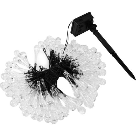 100 LEDs Lichterkette, solarbetrieben, 12 m lang, wasserdicht, tropfenförmig, für Terrasse, Garten, Partydekoration, farbenfrohes Licht (1/5)