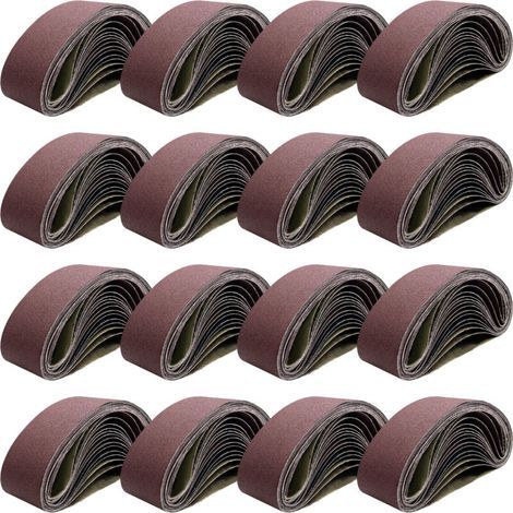 Bandes abrasives 533 x 75 mm, bandes de grains 40/80/120/150/240/400 pour ponceuse à bande, pour le ponçage, le limage, l'affûtage et le détartrage (16 pièces) (1/5)