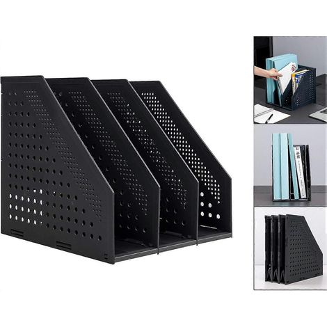 Porte-revues pliable Heytea, organiseur de bureau pour le rangement et l'organisation au bureau, avec 3 compartiments verticaux (1/4)