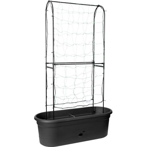 Elho Green Basics Jardiniere Treillis 80 - Noir - L 78 x B 31 x H 26 cm - extérieurculture et récolte - 100% recyclé (1/2)