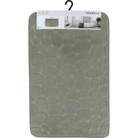 Tapis memoire de forme microfibre galet 50x80cm - vert kaki - Tendance (1/3)