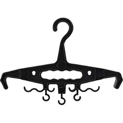 Multifunctional Hanger, Tactical Coat Rack with Multiple Hooks, High Load Capacity and Comfortable Handle, Ideal for Outdoor Use (Black) (1/5)