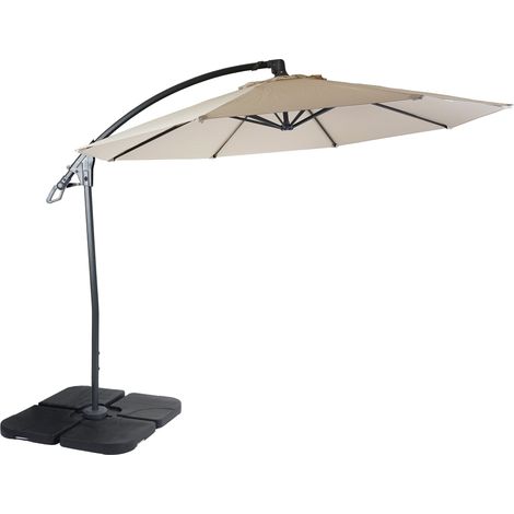 Parasol déporté rond Ø 3 m aluminium / acier et polyester crème-blanc avec pied 040007913