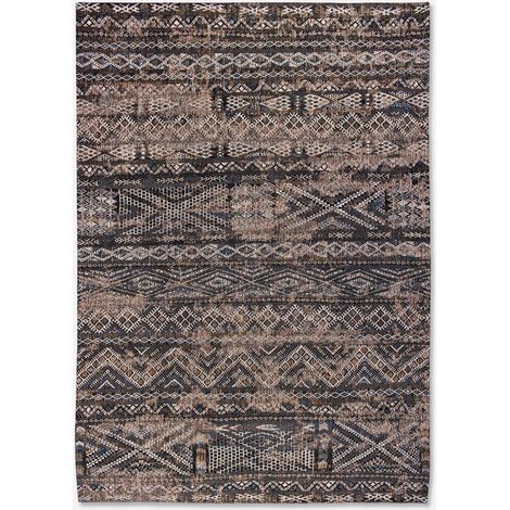 DISEÑO KILIM - ALFOMBRA CLÁSICA ANTICUARIA - Hecha en Bélgica - Acabado a Mano - Antideslizante Natural - Algodón - Lana - Negro Rabat - 170 x 240 CM