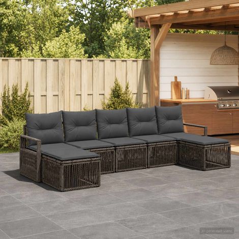 Set Divano da Giardino 7 pcs Grigio polyrattan vidaXL (1/5)