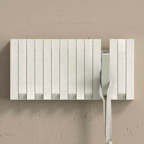 doporro Appendiabiti da Parete in Legno con 7 Ganci Retrattili Attaccapanni Decorativo Bianco Opaco per Ingresso Ufficio Camera Twigro-01 (1/5)