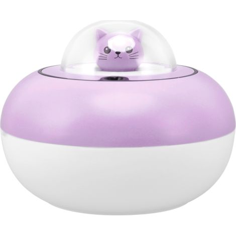 Mini-Luftbefeuchter in Form einer niedlichen Katze, tragbar und leise, ideal für Zuhause und Büro, mit USB-Anschluss, in Lila (1/5)