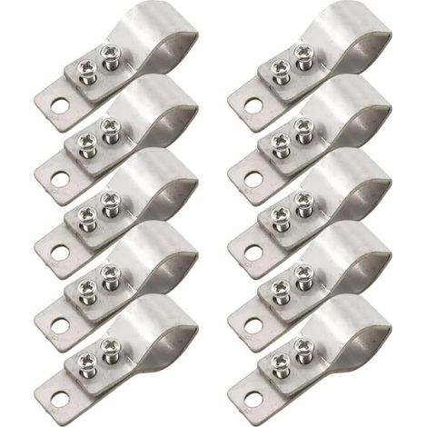 SS304 Lot de 10 colliers de serrage réglables en acier inoxydable 16-26 mm pour tonnelle, parasol, auvent extérieur (55 x 42 x 2 mm) (1/4)