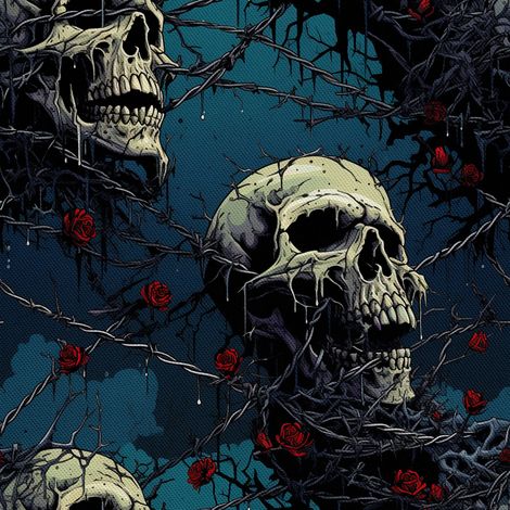 Tela Oxford decorativa para exteriores - Motivo de calavera I DX4029 (1/5)