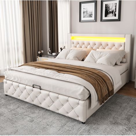 Bett Doppelbett Bettgestell Stauraum 160x200 PU OKMYHOME (1/5)
