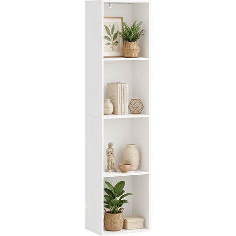 Librería vertical blanca de 4 estantes 40 x 29 x 170 cm (1/5)