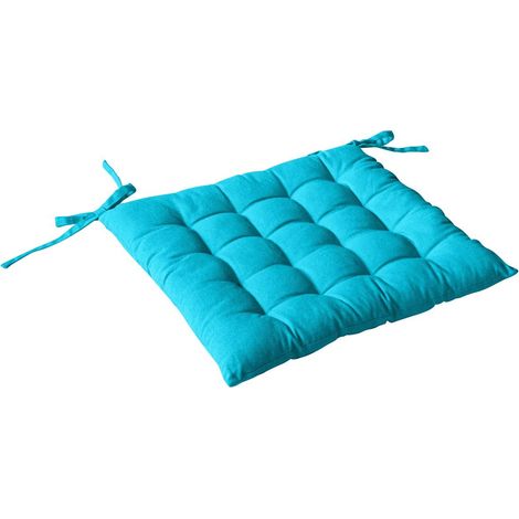 Galette de Chaise Piquée Uni "Panama" 38x38cm Turquoise