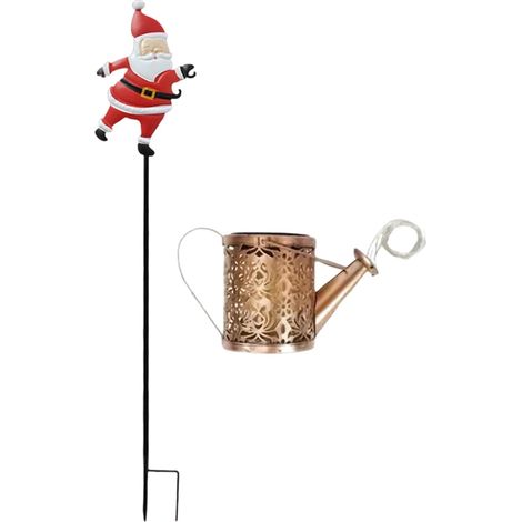 Lampe d'extérieur festive – Arrosoir lumineux pour célébration Corps en fer avec panneau solaire, éclairage à lueur chaude, accent décoratif pour allée, charme de vacances au bord de la piscine (1/5)