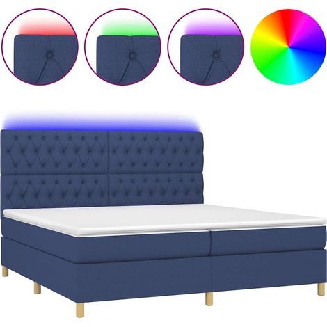 Maison Exclusive - Letto a Molle Materasso e LED Blu 200x200cm in Tessuto (1/5)
