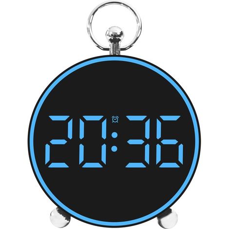 Reloj despertador, reloj electrónico sencillo, reloj LED, reloj de mesita de noche azul. (1/5)