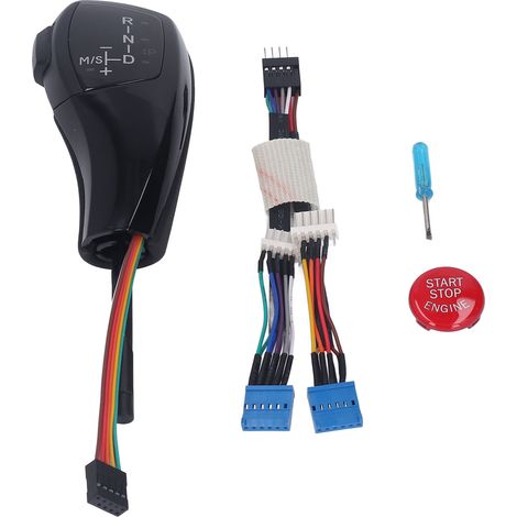 Pommeau de levier de vitesse automatique à LED (côté conducteur gauche, bouton rouge) pour Z4 E85 2001-2008, noir brillant. (1/5)