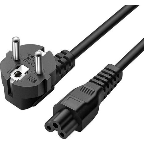 Câble d'alimentation UE C5 - Câble d'alimentation en trèfle - 1,8 mètre - 3 broches - Alimentation - pour adaptateur secteur et bloc d'alimentation d'ordinateur portable - Noir (1/4)