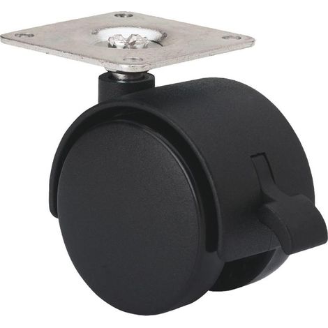 RUEDAS ALEX rueda giratora placa freno 420-040-3 nylon negro eje liso (1/2)