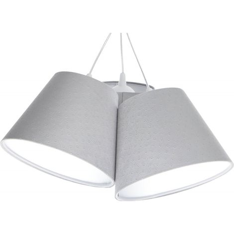 Suspension Jasmine bebe - Tissu matelassé gris clair, intérieur blanc (1/5)