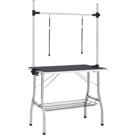 Table de toilettage réglable de chiens avec 2 boucles et panier CFW553270 (1/5)
