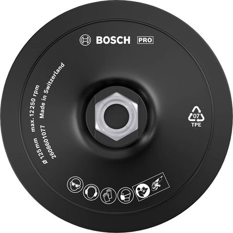 Bosch – Plateau de ponçage auto-agrippant 125 mm – Vitesse max 12 500 tr/min – Filetage M14 – Pour bois dur – 2608601077