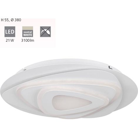 Plafond Palagiano Steel blanc LED 21W 4000K H: 5,5 cm Ø38 cm (1/4)