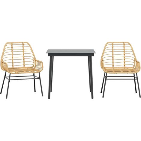 Maison Exclusive - Set da Pranzo da Giardino 3 pz Marrone in Polyrattan Vetro
