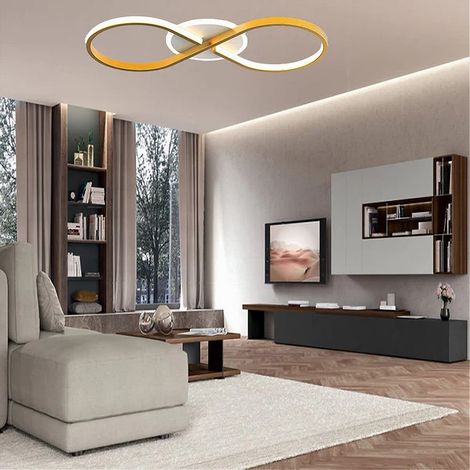 TrAdE Shop Traesio - Plafoniera Moderna Led 22w Intrecciato Forma Infinito Oro Luce Fredda 6500k 71323 - (1/5)