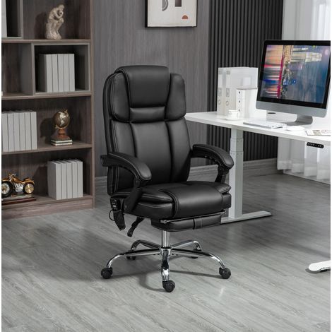 MEUBLIV Silla de oficina negra - masaje, calefacción, reclinable, reposapiés, ajustable (1/5)