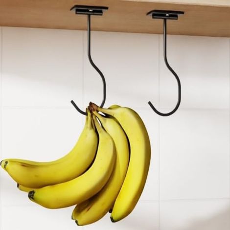 Gancio per banane pieghevole e multifunzionale, in acciaio nero (1 pezzo)
