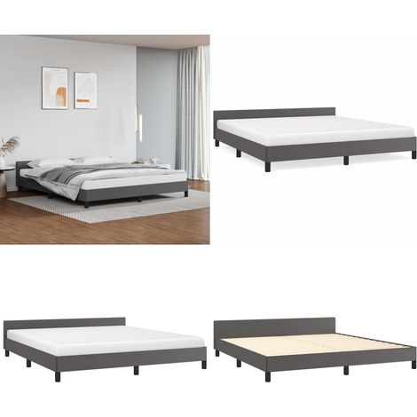 Bettgestell mit Kopfteil ohne Matratze Grau 180x200 cm - Bettsofa - Kopfteil - Kunstlederbett - Doppelbett - Boxspringbetten - Home & Living (1/5)