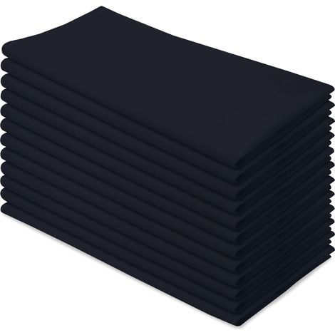 Lot de 12 torchons à Farine en Coton Naturel pour Broderie et séchage du Verre, Mains, Vaisselle – Uni, épais, zéro Peluches, très absorbants, 68,6 x 68,6 cm, Noir Smoking (1/5)