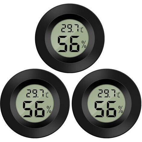 Thermometer Hygrometer Mini Digital LCD Temperature Humidity Portable Thermo Indicator for Office Kitchen Humidors Reptile Incubators 3 Pieces (1/5)