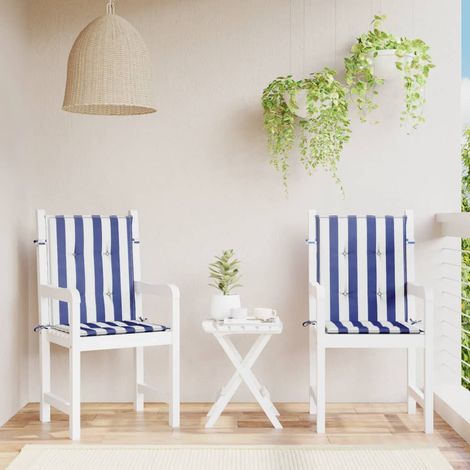 Lot de 2 Coussins de chaise à dossier bas Coussin Déco confort rayures bleu et blanc 57216 (1/5)