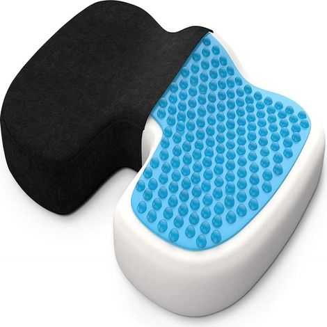 Coussin Coccyx - Mousse Mémoire 45D avec Couche Gel - Pour Siège Bureau Voiture Fauteuil Roulant - 45 x 35 x 7 cm - 1 Pièce (1/5)