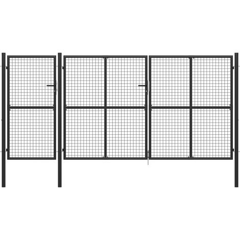 Portail de jardin Acier 400 x 150 cm Anthracite (1/5)