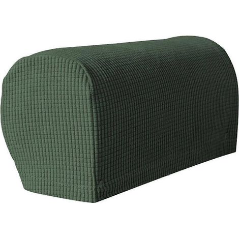 Lot 2 housses bras de fauteuil extensibles - Tissu stretch doux - Vert armée (1/5)