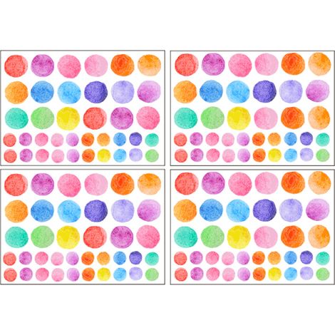 Autocollant mural à pois colorés, motif aquarelle à pois pour chambre d'enfant, décoration de fenêtre en cercle multicolore