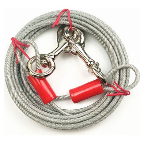 BUNTHAUS Câble d'attache pour chien, 10 m, blanc, 5 mm, avec mousqueton double (1/5)