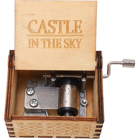 Hand Crank Music Box Retro Style Portable Wooden Music Box Castle in The Sky Music Box Home Decoration for Give Gifts (1/5)