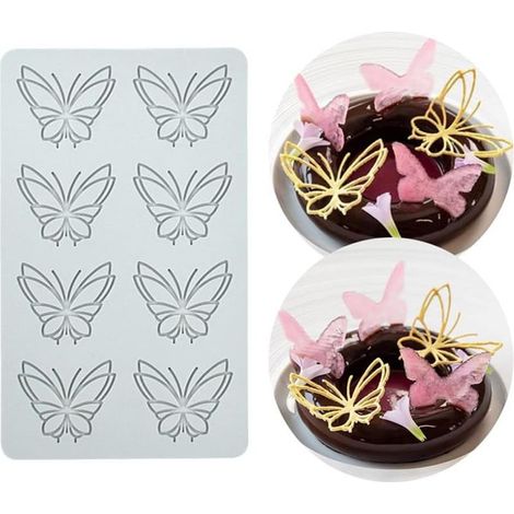 Silikonform, 3D-Schmetterlingsdesign, flexibel, antihaftbeschichtet, für Schokolade, Kuchen, Seife, Harz (1/5)
