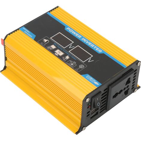 Onduleur à onde sinusoïdale modifiée 300 W pour voiture solaire, convertisseur CC 12 V vers CA 110 V avec écran LCD jaune (1/5)