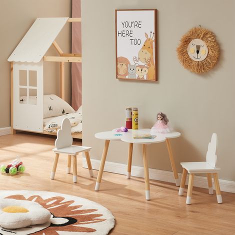 Kindersitzgruppe Epim mit Wolkendesign Weiß [en.casa]