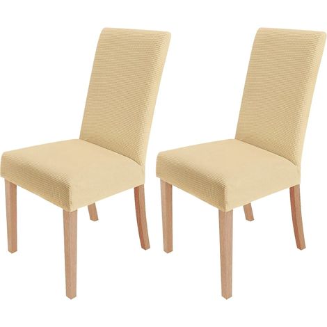 MINKUROW - Juego De 2 Fundas Elásticas Para Sillas De Comedor, Extraíbles Y Lavables, Fundas Para Sillas De Comedor, Modernas Y Elásticas, Decoración Para Oficina, Banquete, Boda, Fiesta (Crema) (1/5)