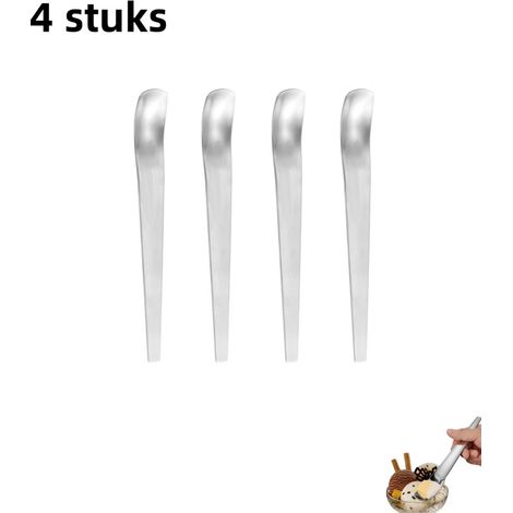 Lot de 4 cuillères à dessert en acier inoxydable avec finition argentée mate formes de tête plates et carrées pour déguster gâteaux fromages yaourts café et autres desserts (1/5)