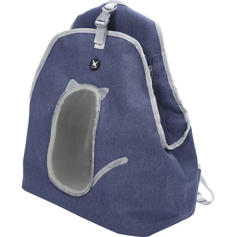 Sac à dos de transport pour animaux de compagnie respirant, sac avant pour chien avec sangle réglable, sac de voyage sécurisé pour chat, bleu (1/5)