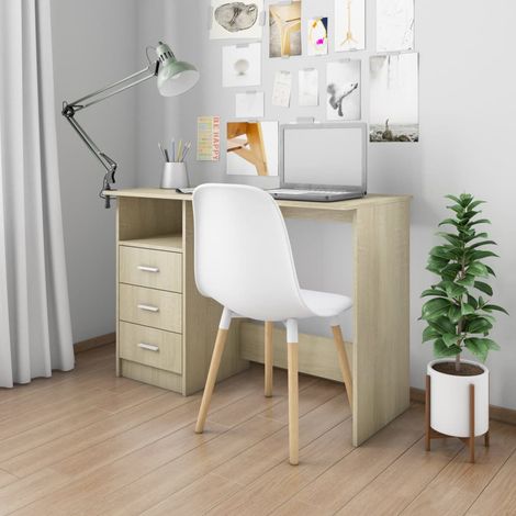 Schreibtisch mit Schubladen Sonoma-Eiche 110x50x76 cm (1/5)