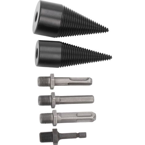 Lot de 6 mèches à fendre le bois 32mm 42mm cône amovible renforcé acier carbone avec 4 queues hexagone rond carré pour camping bricolage (1/5)